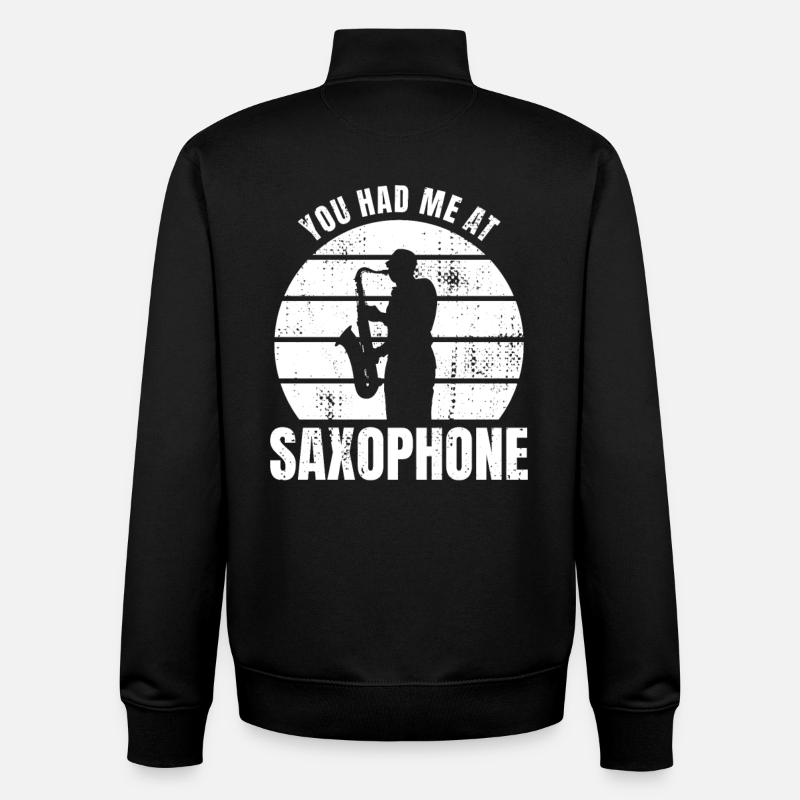 Du hattest mich bei Saxophon - Unisex Organic Zip Sweatshirt von Stanley/Stella - Schwarz