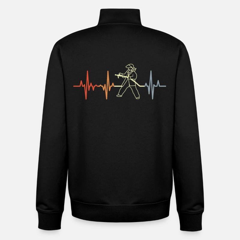 Battement de cœur des pompiers - Sweat zippé unisexe en coton bio Stanley/Stella - noir