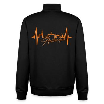 Amsterdam Skyline Netherlands Heartbeat Holland - Unisex Organic Zip Sweatshirt by Stanley/Stella - black - Back - AI Model Male 185 light (185cm)