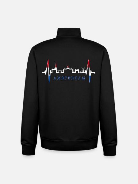 Amsterdam Skyline Netherlands Heartbeat Holland - Unisex Organic Zip Sweatshirt by Stanley/Stella - black