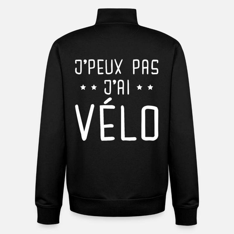 Je Peux Pas J Ai Vélo - Sweat zippé unisexe en coton bio Stanley/Stella - noir