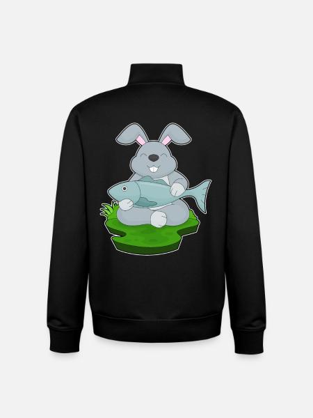Hare, Angler, Fish, Fishing - Unisex Organic Zip Sweatshirt by Stanley/Stella - black