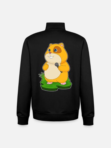 Hamster Singer Microphone Singing - Unisex Organic Zip Sweatshirt by Stanley/Stella - black