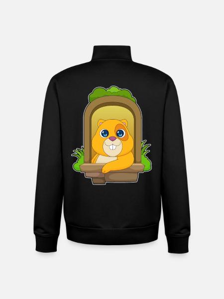 Hamster drôle - Sweat zippé unisexe en coton bio Stanley/Stella - noir