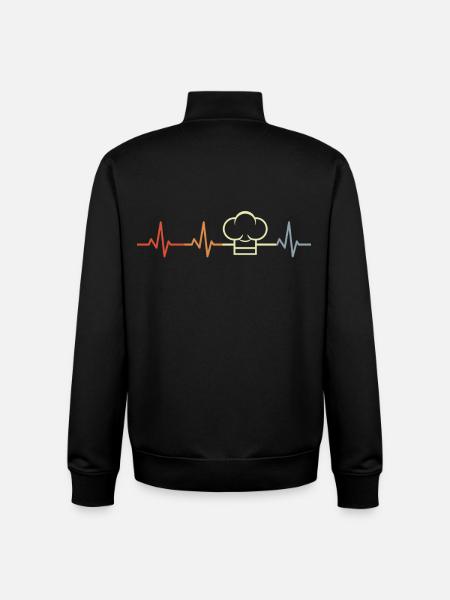 Retro Chef's Hat Heart Line - Unisex Organic Zip Sweatshirt by Stanley/Stella - black