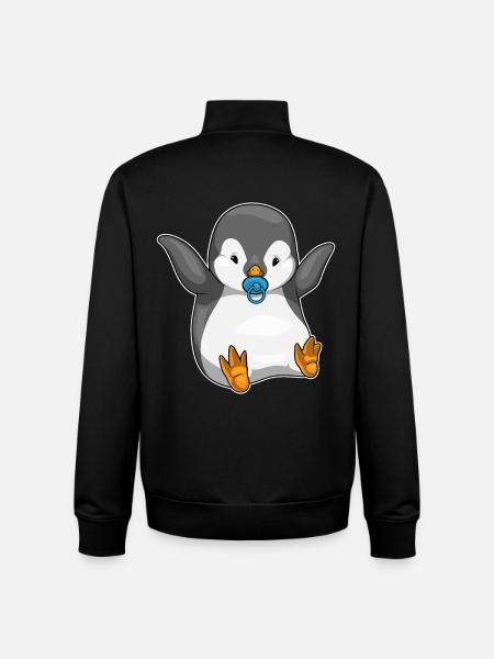 Penguin Baby Pacifier - Unisex Organic Zip Sweatshirt by Stanley/Stella - black