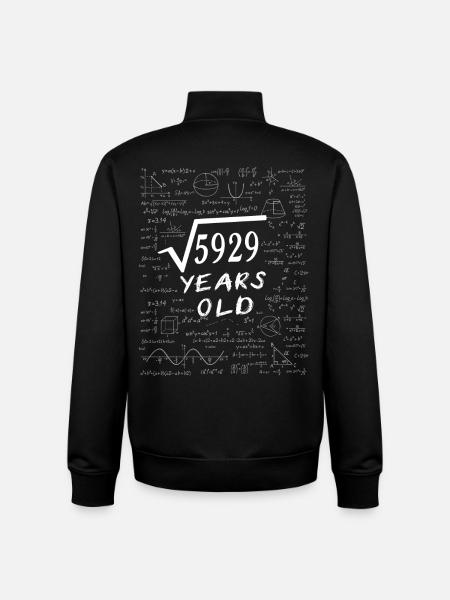 77 ° compleanno 77 anni radice quadrata di 5929 matematica - Felpa unisex con zip in cotone biologico di Stanley/Stella - nero