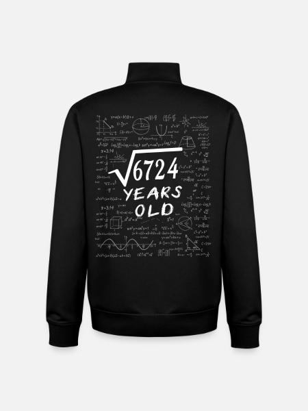 82 års fødselsdag 82 år Kvadratroden af 6724 matematik - Stanley/Stella unisex sweatshirt med lynlås i økologisk - sort