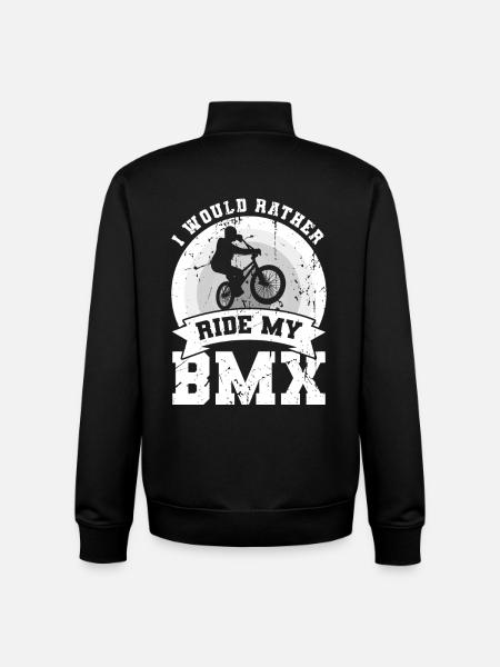 I'd rather ride my BMX - Unisex Organic Zip Sweatshirt by Stanley/Stella - black