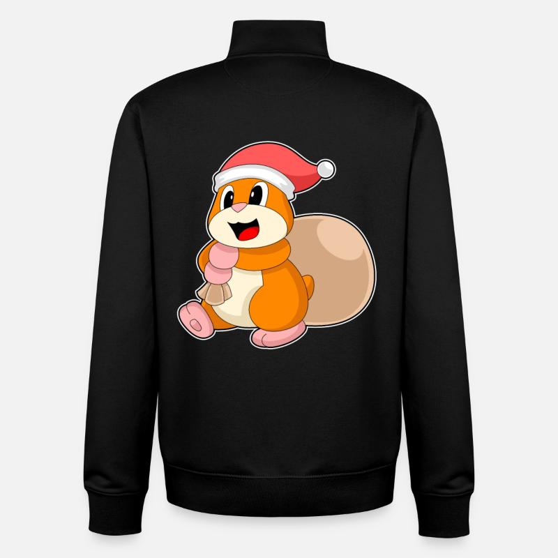 Hamster Weihnachten Sack - Unisex Organic Zip Sweatshirt von Stanley/Stella - Schwarz