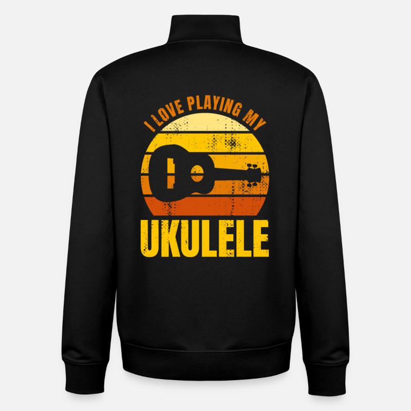 Motivational Ukulele Saying - Unisex Organic Zip Sweatshirt by Stanley/Stella - black