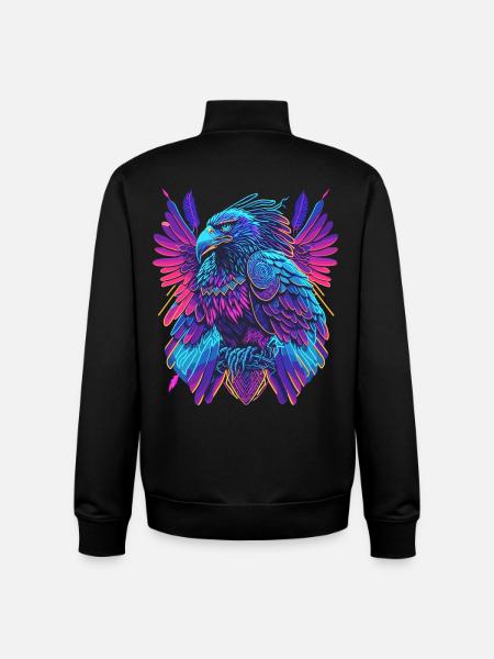 Neon Adler Synthwave Adler - Unisex Organic Zip Sweatshirt by Stanley/Stella - black