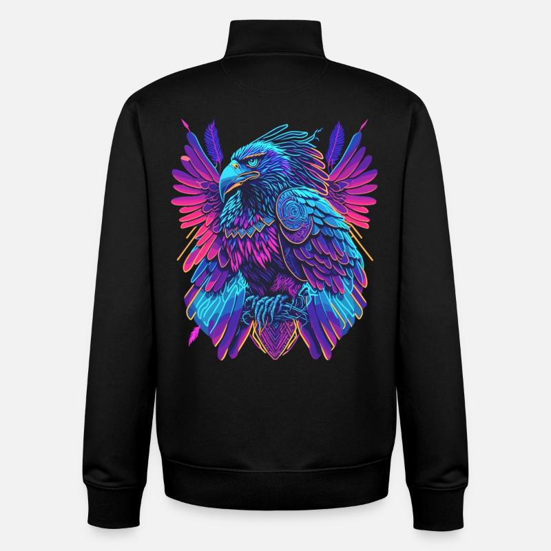 Néon Adler Synthwave Adler - Sweat zippé unisexe en coton bio Stanley/Stella - noir