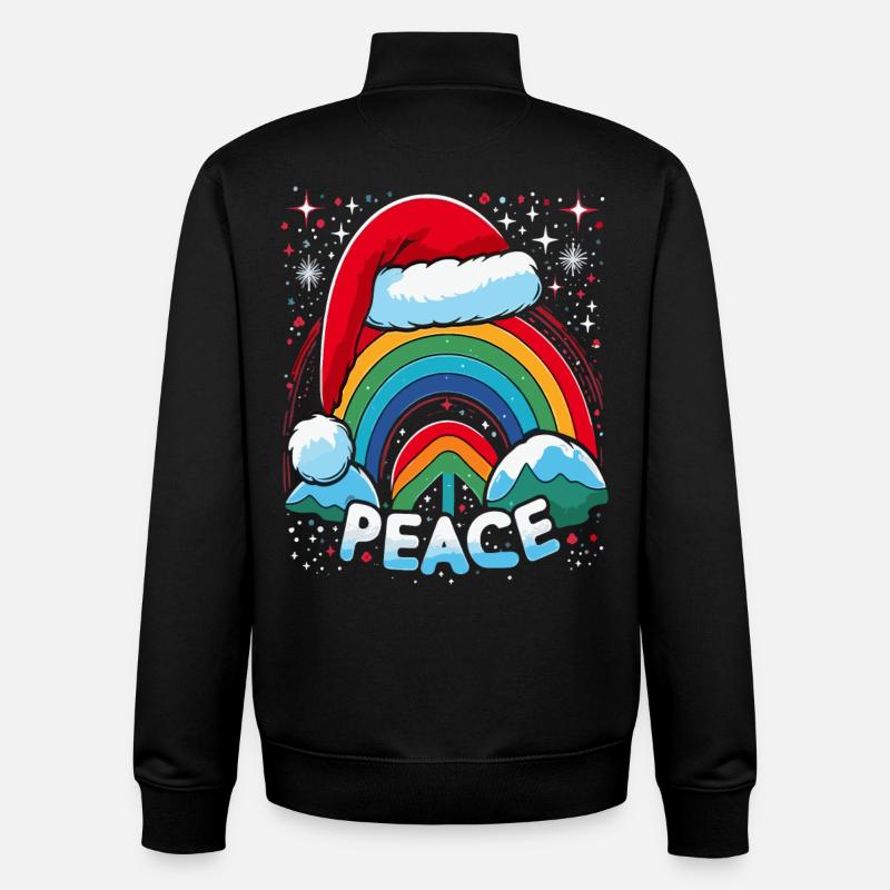 Joyeux Noël Arc-en-ciel Paix - Sweat zippé unisexe en coton bio Stanley/Stella - noir