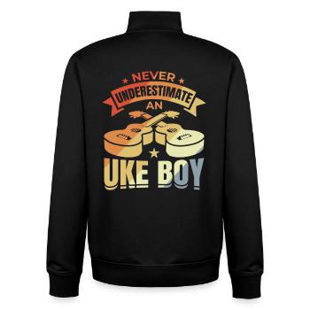 Unterschätze nie einen Ukulele Jungen - Unisex Organic Zip Sweatshirt von Stanley/Stella - Schwarz - Hinten - AI Model Male 185 light (185cm)