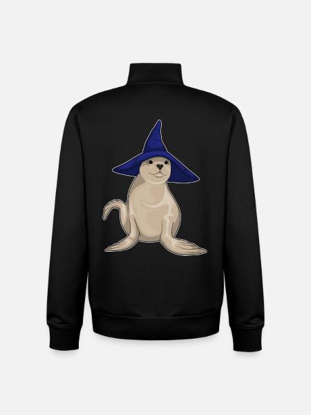 Seal Witch Hat - Unisex Organic Zip Sweatshirt by Stanley/Stella - black