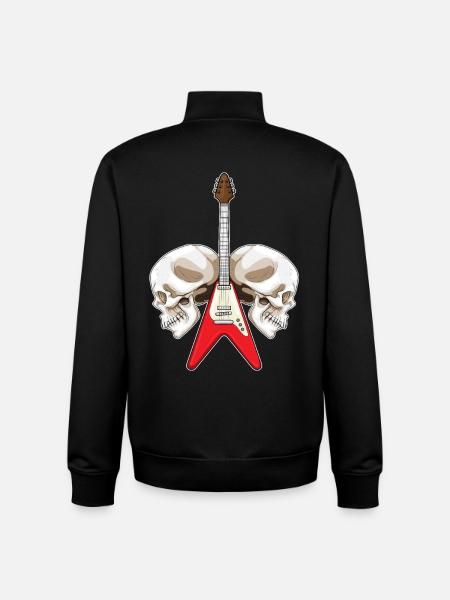 Skull Electric Guitar Music - Unisex Organic Zip Sweatshirt by Stanley/Stella - black