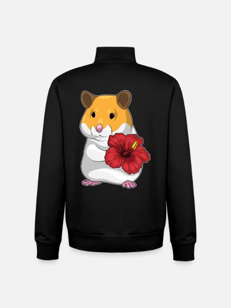 Hamster Hibiscus - Unisex Organic Zip Sweatshirt by Stanley/Stella - black