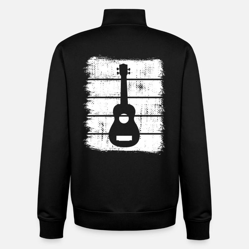 Dessin de ukulélé - Sweat zippé unisexe en coton bio Stanley/Stella - noir