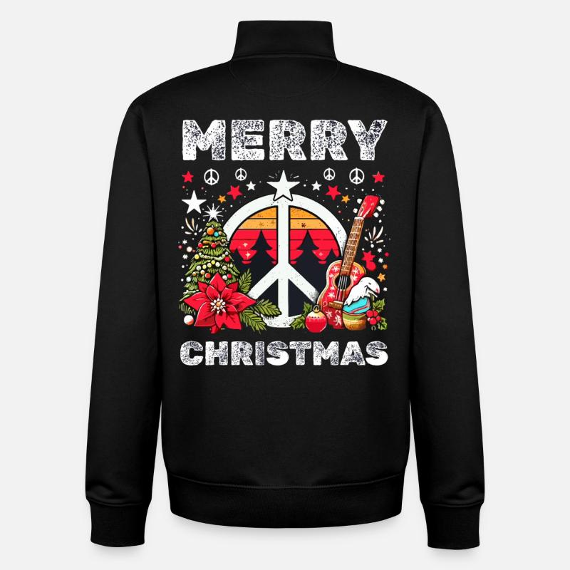 Merry Christmas Peace - Unisex Organic Zip Sweatshirt by Stanley/Stella - black