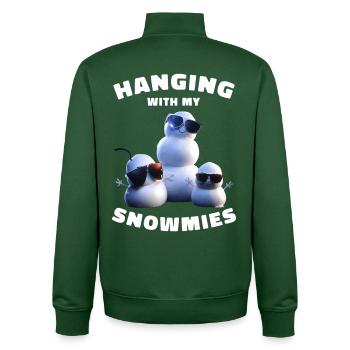 Hanging With My Snowmies Funny Snowmen - Unisex Organic Zip Sweatshirt by Stanley/Stella - bottle green - Back - AI Model Male 185 dark (185cm)