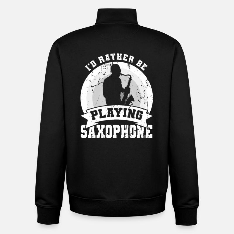 Je préfère jouer du saxophone - Sweat zippé unisexe en coton bio Stanley/Stella - noir