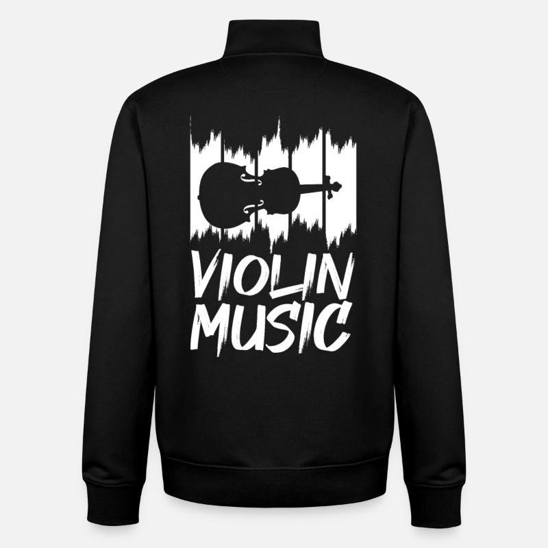 Musique de violon amusante - Sweat zippé unisexe en coton bio Stanley/Stella - noir