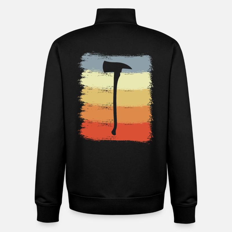 Dessin de hache de pompier - Sweat zippé unisexe en coton bio Stanley/Stella - noir