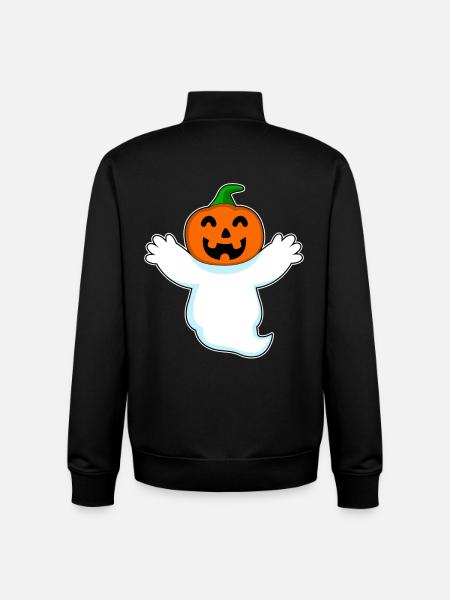 Citrouille fantôme d’Halloween - Sweat zippé unisexe en coton bio Stanley/Stella - noir