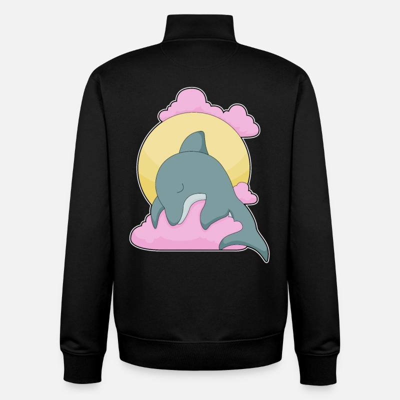 Dolphin Moon - Unisex Organic Zip Sweatshirt by Stanley/Stella - black