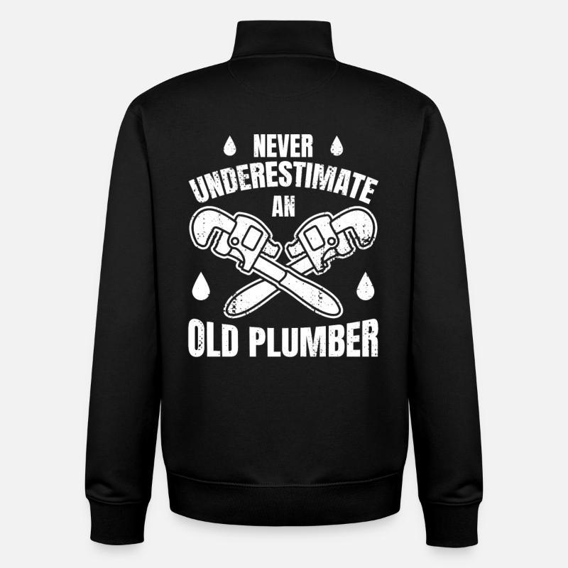 Never Underestimate An Old Plumber - Unisex Organic Zip Sweatshirt by Stanley/Stella - black