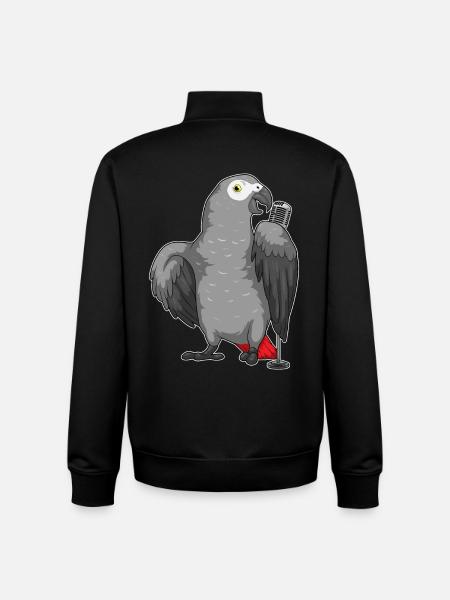Parrot Singer Microphone Singing - Unisex Organic Zip Sweatshirt by Stanley/Stella - black