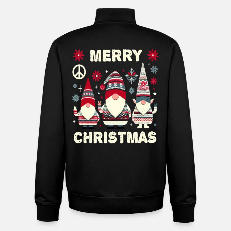 Noël Noël secret Gnomes - Sweat zippé unisexe en coton bio Stanley/Stella - noir