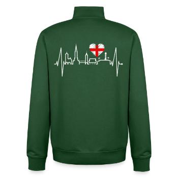 Freiburg im Breisgau Skyline Heartbeat Freiburger - Unisex Organic Zip Sweatshirt by Stanley/Stella - bottle green - Back - AI Model Male 185 dark (185cm)
