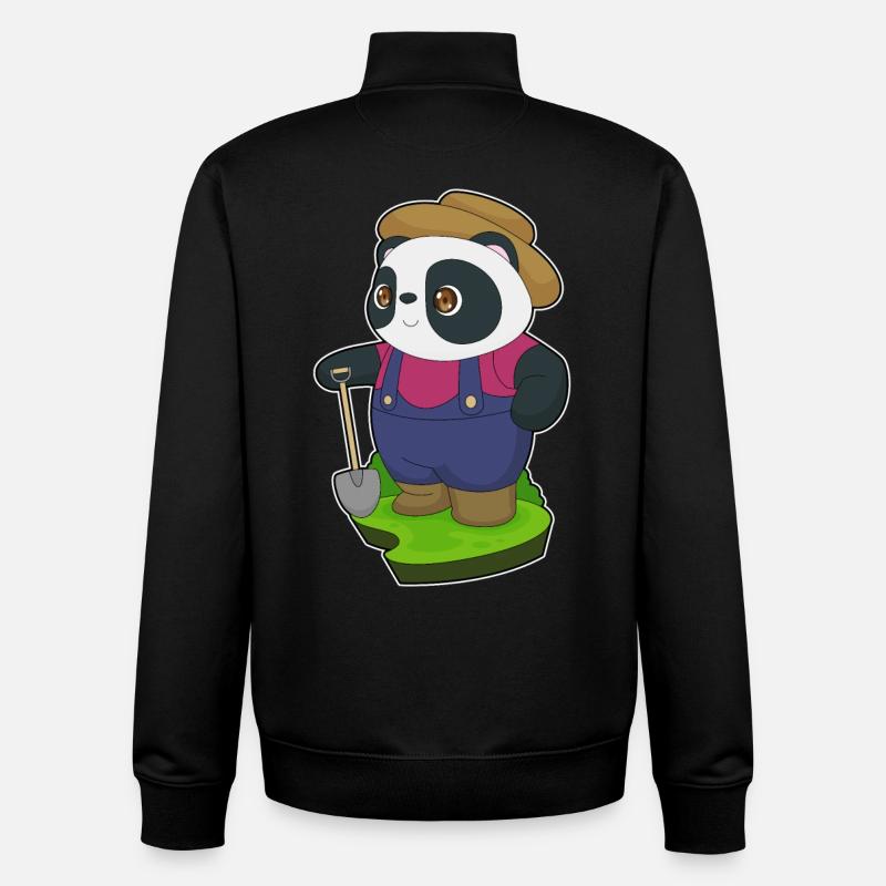 Pelle Panda Farmer - Sweat zippé unisexe en coton bio Stanley/Stella - noir