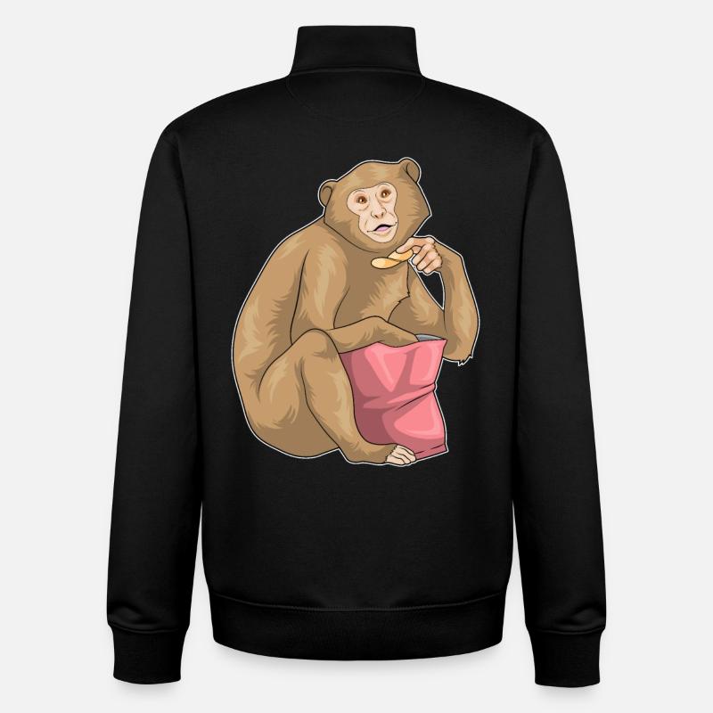 Affe Chips Chipstüte - Unisex Organic Zip Sweatshirt von Stanley/Stella - Schwarz