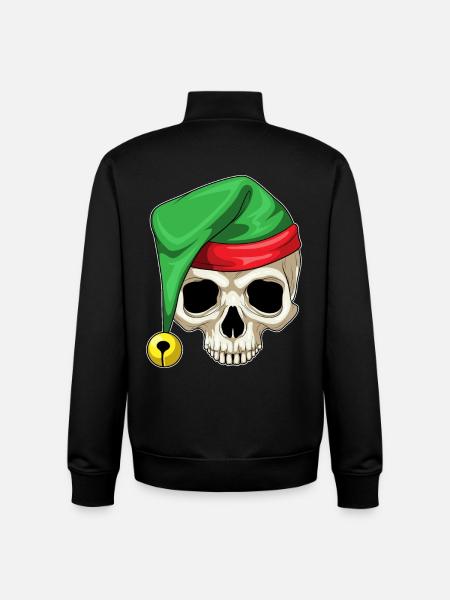 Skull Christmas Santa Hat - Unisex Organic Zip Sweatshirt by Stanley/Stella - black