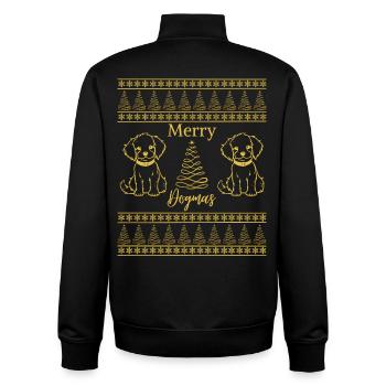Merry Dogmas Dog Lover Christmas Mood - Unisex Organic Zip Sweatshirt by Stanley/Stella - black - Back - AI Model Male 185 light (185cm)