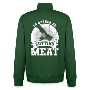 Ich würde lieber Fleisch schneiden - Unisex Organic Zip Sweatshirt von Stanley/Stella - Flaschengrün - Hinten - AI Model Male 185 dark (185cm)