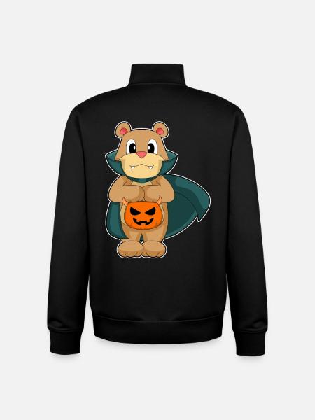 Ours Vampire d’Halloween - Sweat zippé unisexe en coton bio Stanley/Stella - noir