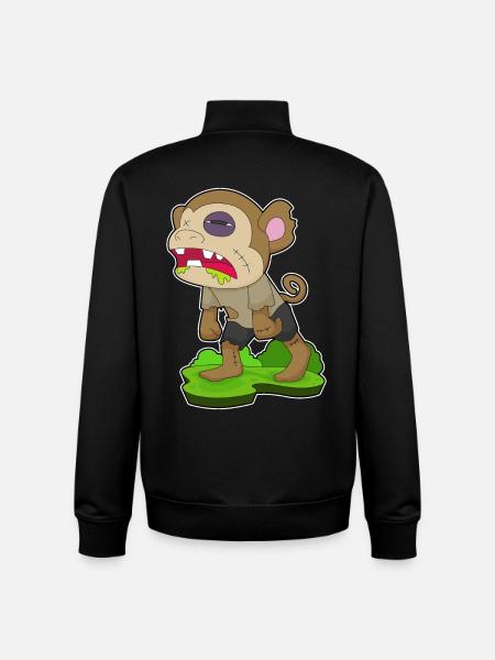 Monkey Halloween Zombie - Unisex Organic Zip Sweatshirt by Stanley/Stella - black