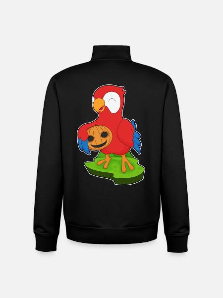 Perroquet Halloween citrouille - Sweat zippé unisexe en coton bio Stanley/Stella - noir