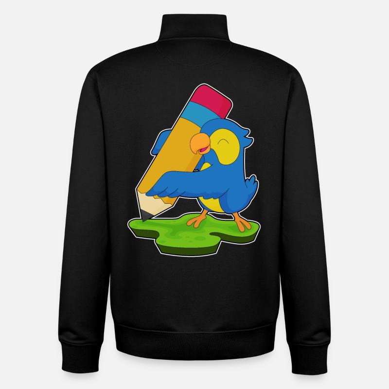 École de crayon Perroquet Pupil - Sweat zippé unisexe en coton bio Stanley/Stella - noir
