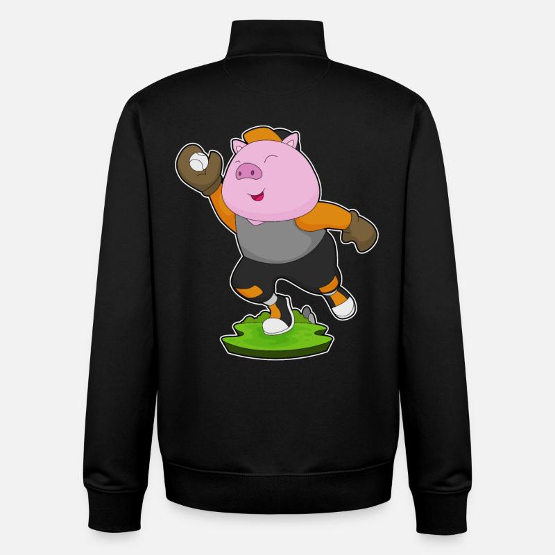 Gant de baseball Pig - Sweat zippé unisexe en coton bio Stanley/Stella - noir