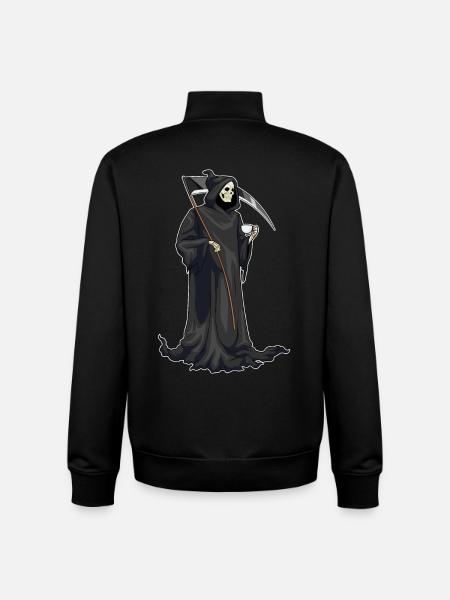 Grim Reaper Halloween Coffee - Unisex Organic Zip Sweatshirt by Stanley/Stella - black