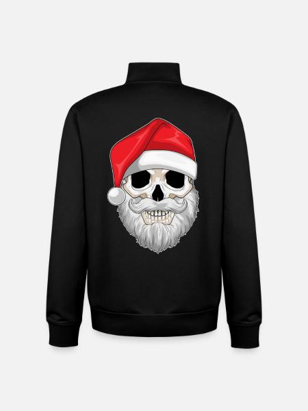 Santa Claus Christmas Skull - Unisex Organic Zip Sweatshirt by Stanley/Stella - black