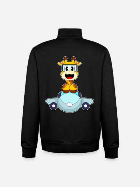 Giraffe Airplane - Unisex Organic Zip Sweatshirt by Stanley/Stella - black