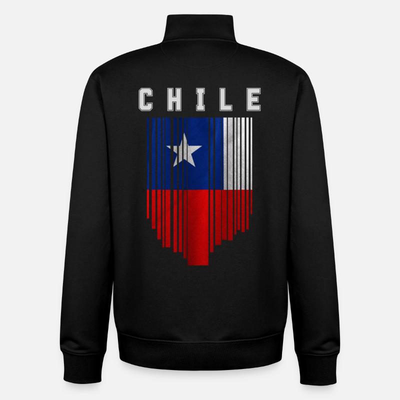 Drapeau du Chili, fierté chilienne - Sweat zippé unisexe en coton bio Stanley/Stella - noir