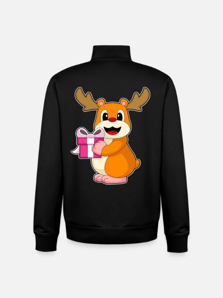 Hamster Christmas Package - Unisex Organic Zip Sweatshirt by Stanley/Stella - black