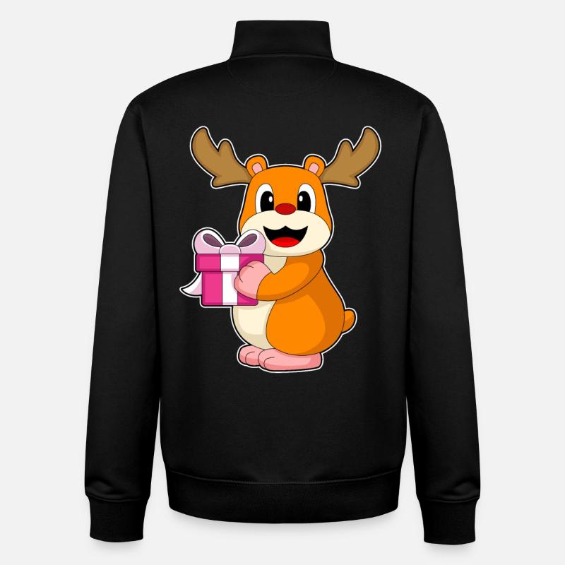Hamster Christmas Package - Unisex Organic Zip Sweatshirt by Stanley/Stella - black